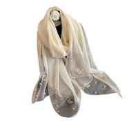 Greabuy Écharpe élégante brodée en soie pour femme, hijab en polyester léger, 1, 80*190cm