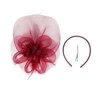 Greabuy Élégant bibi à plumes en maille avec fleurs pour mariages, fêtes, cocktails, événements années 20