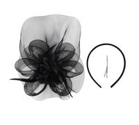 Greabuy Élégant bibi à plumes en maille avec fleurs pour mariages, fêtes, cocktails, événements années 20