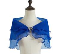 Greabuy Élégant châle de mariée transparent à 3 couches enveloppant les épaules léger pour robe de mariée couverture des bras, bleu, 11.7x8.97in