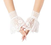 Greabuy Élégant faux brassard lavable en machine, design en coton, tenue saisonnière, solution de superposition pour femme, manches en dentelle amovibles