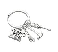 Greabuy Ensemble d'outils miniatures porte-clés avec construction en alliage - Décoration créative à suspendre pour un transport quotidien - Clé à molette, tournevis, marteau, porte-clés