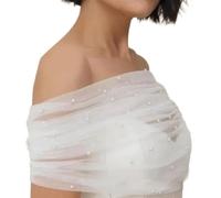 Greabuy Étole de mariée avec/sans perles pour l'extérieur mariage respirant bras couvrant les cérémonies épaule, Avec perles, 150