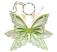 Greabuy Fairys - Accessoires de costume ailes de papillon - Guirlande florale - Baguette magique pour Halloween, cosplay, fête costumée pour filles et femmes