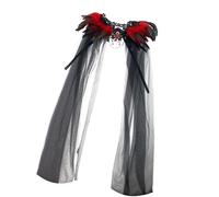 Greabuy Gotik Shrug Écharpe à plumes Col en dentelle Châle Châle Épaule Wrap Halloween Cosplay Costume Écharpe Top Halloween Cosplay Costume, Rouge, taille unique