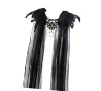 Greabuy Gotik Shrug Écharpe à plumes Col en dentelle Châle Châle Épaule Wrap Halloween Cosplay Costume Écharpe Top Halloween Cosplay Costume, Noir , taille unique