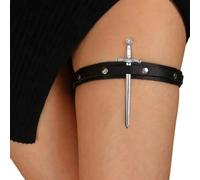 Greabuy Jarretière punk en cuir avec sangle réglable, ajustement confortable pour un usage quotidien et jarretière de scène pour, Différences entre, taille unique