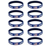 Greabuy Lot de 10 bracelets élégants en silicone pour événements de football 2026 avec couleur nationale vive pour les amateurs de sport, One Size, Silicone