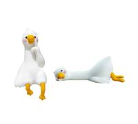 Greabuy Lot de 2 figurines d'oies miniatures pour écran d'ordinateur et décoration de bureau