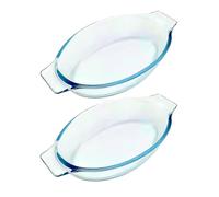 Greabuy Lot de 2 petits ustensiles de cuisson elliptiques en verre transparent allant au four au micro-ondes pour desserts et cocottes