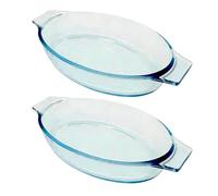 Greabuy Lot de 2 petits ustensiles de cuisson elliptiques en verre transparent allant au four au micro-ondes pour desserts et cocottes