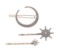 Greabuy Lot de 3 épingles à cheveux en métal avec strass et étoiles scintillantes pour fête de mariage pour femmes et filles