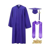 Greabuy Lot de 3 robes longues de remise de diplôme pour diplôme de baccalauréat 2026 avec châle et chapeau pour le début de l'académique avec chapeau, violet, 45 yards