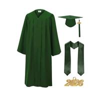 Greabuy Lot de 3 robes longues de remise de diplôme pour diplôme de baccalauréat 2026 avec châle et chapeau pour le début de l'académique avec chapeau, vert foncé, 42 yards