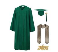 Greabuy Lot de 3 robes longues de remise de diplôme pour diplôme de baccalauréat 2026 avec châle et chapeau pour le début de l'académique avec chapeau, vert émeraude, 63 yards