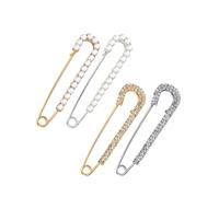 Greabuy Lot de 4 broches décoratives en alliage et perles pour femme, pour pull, châle et chapeau