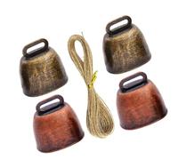 Greabuy Lot de 4 cloches de vache en métal pour le suivi du bétail, décoration extérieure, durabilité, campagne, animaux, cloches portables pour bétail avec corde