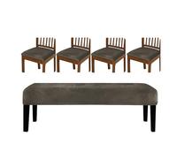 Greabuy Lot de 5 housses de bancs souples avec tabouret, design antidérapant, installation rapide, chaleur hivernale, bancs de décoration d'intérieur