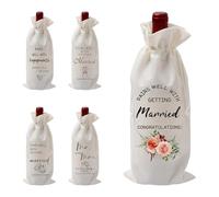 Greabuy Lot de 5 manchons de protection lavables pour bouteilles de vin - Pour dîners et souvenirs de mariage - Manchons de vin résistants aux chocs pour anniversaire de mariage
