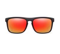 Greabuy Lunettes de soleil à verres polarisés pour homme et femme, unisexe, protection UV400, pour conduite, cyclisme, sport de plein air, Monture noire et rouge - Polarisée, 9.75x7.8in