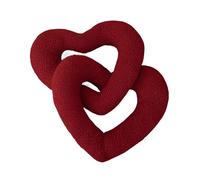 Greabuy Oreiller double cœur en fourrure avec nœud d'amour et rembourrage en coton PP pour la Saint Valentin ou anniversaire