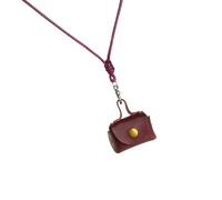 Greabuy Pochettes vintage en cuir robuste pour ranger les écouteurs et les pièces de monnaie - Petits modèles longs pour femmes à la mode, Rouge, 5.2x3.6cm