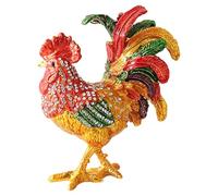 Greabuy Porte-bijoux multifonctionnel en forme de coq en métal avec design coloré, organiseurs texturés en alliage pour diverses occasions