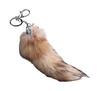 Greabuy Porte-clés à breloques pour femme - Accessoires accrocheurs en forme de queue de renard - Porte-clés en peluche - Décorations à suspendre pour sac, jaune, taille unique