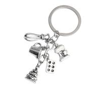 Greabuy Porte-clés à breloques pour femme - Accessoires de pâtisserie en alliage avec fouet à gâteau, poêles à frire, tasse à mesurer, breloque de sac unique adaptée pour les amateurs de pâtisserie -