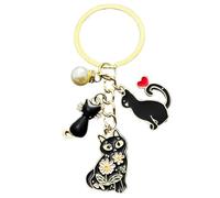 Greabuy Porte-clés pour femme, porte-clés unique en forme de chat pour animal de compagnie, décoration à suspendre, porte-clés multifonction, 3