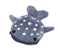 Greabuy Porte-monnaie en forme de baleine en peluche pour clés de change, gris, 13*12cm