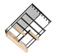 Greabuy Présentoir à bijoux polyvalent avec grilles en maille et bois pour boucles d'oreilles, colliers, bagues, présentoir moderne vertical