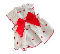 Greabuy Robe de printemps pour chien avec nœud - Pull de princesse pour chiens de petite et grande taille - Vêtement d'intérieur et d'extérieur - Costume élégant à motif cœur