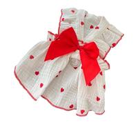 Greabuy Robe de printemps pour chien avec nœud - Pull de princesse pour chiens de petite et grande taille - Vêtement d'intérieur et d'extérieur - Costume élégant à motif cœur