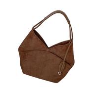 Greabuy Sac à bandoulière en daim synthétique pour femme avec poignée sur le dessus, sac à main avec fermeture, café