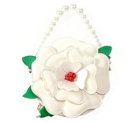 Greabuy Sac à main moderne pour femme avec chaîne de fausses perles et grand espace de rangement, sac à bandoulière pour sac à bandoulière essentiel au quotidien, blanc