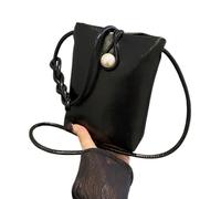 Greabuy Sac de téléphone compact en cuir PU à la mode, sac à main à bandoulière tressée, sacoche pour étudiants et banlieusards en ville, sac pour le shopping, Noir , One Size