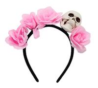 Greabuy Serre-tête de mort floral Halloween avec accessoires pour cheveux fantaisie tendance pour fêtes costumées et