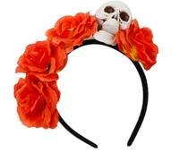 Greabuy Serre-tête de mort floral Halloween avec accessoires pour cheveux fantaisie tendance pour fêtes costumées et