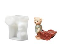 Greabuy Statue d'ours en silicone pour résine époxy, support de plante hydroponique, base de vase à fleurs, moules artisanaux