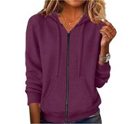 Greabuy Sweat à capuche tendance pour femme avec fermeture éclair - Coupe ample - Manteau d'hiver décontracté - Sweat à capuche surdimensionné à fermeture éclair pour femme, fuchsia, XXL