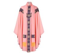 Greabuy Unisexe Col montant Fermeture Éclair Chasuble pour Messe avec étole et Croix Gilet de Messe Robe avec étole, C, M