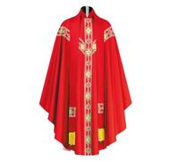 Greabuy Unisexe Col montant Fermeture Éclair Chasuble pour Messe avec étole et Croix Gilet de Messe Robe avec étole, Rouge, M