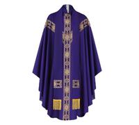 Greabuy Unisexe Col montant Fermeture Éclair Chasuble pour Messe avec étole et Croix Gilet de Messe Robe avec étole, violet, M