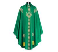 Greabuy Unisexe Col montant Fermeture Éclair Chasuble pour Messe avec étole et Croix Gilet de Messe Robe avec étole, Vert, M