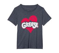 Grease Heart T-Shirt, Femme Grandes Tailles, Bleu Chiné, 4X