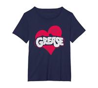 Grease Heart T-Shirt, Femme Grandes Tailles, Bleu Marine, 1X