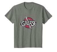 Grease Title Logo Patch T-Shirt, Enfant, Vert Kaki chiné, 4 Ans