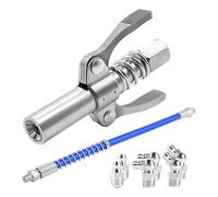 Grease Tool Tip, Grease Fitting Grease Coupler, Leak Proof Joint Fittings, Double Handle Tool Adapter, Quick Release, High Pressure Nozzle for Automotive, Industrial, and Agricultural Maintenance