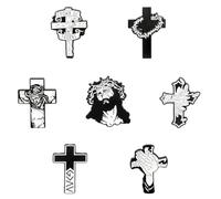 Great 1 Lot de 7 épingles chrétiennes en émail - Cadeau religieux - Pochette papillon - Dos en caoutchouc sécurisé, Petit, Métal, Pas de pierre précieuse